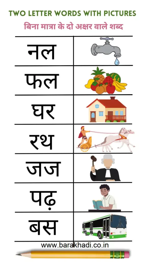 two letter words in hindi with pictures
